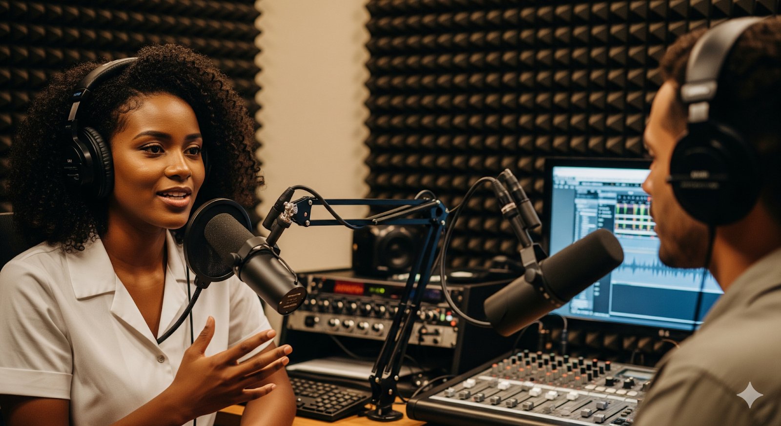 Um podcast mostrando uma mulher negra empreendendo nas mídias.